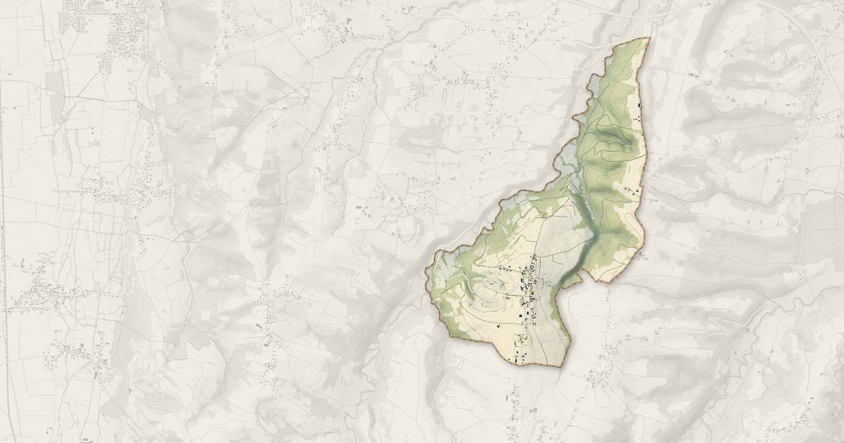 Portrait cartographique de Oueilloux : relief, eau, forêts, bâti et voies, calculés à partir des données de l'IGN