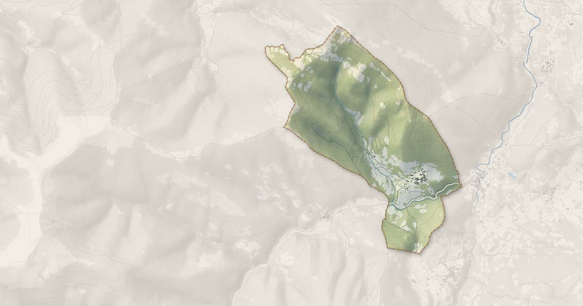 Portrait cartographique de Ourde : relief, eau, forêts, bâti et voies, calculés à partir des données de l'IGN