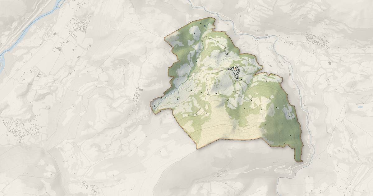 Portrait cartographique de Ousté : relief, eau, forêts, bâti et voies, calculés à partir des données de l'IGN