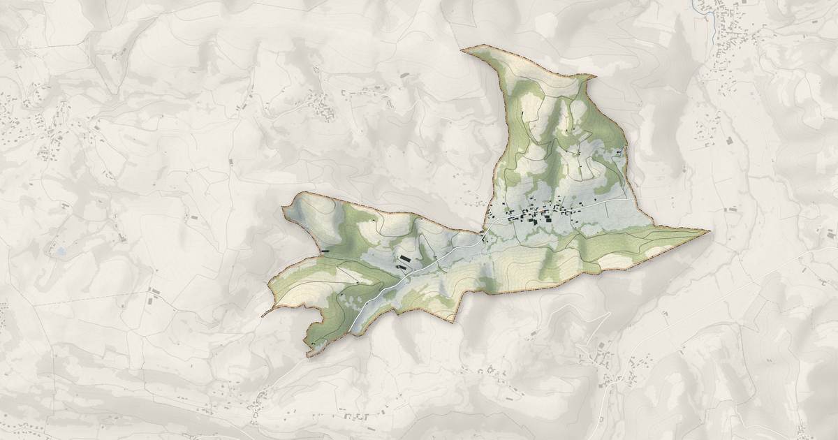Portrait cartographique de Paréac : relief, eau, forêts, bâti et voies, calculés à partir des données de l'IGN
