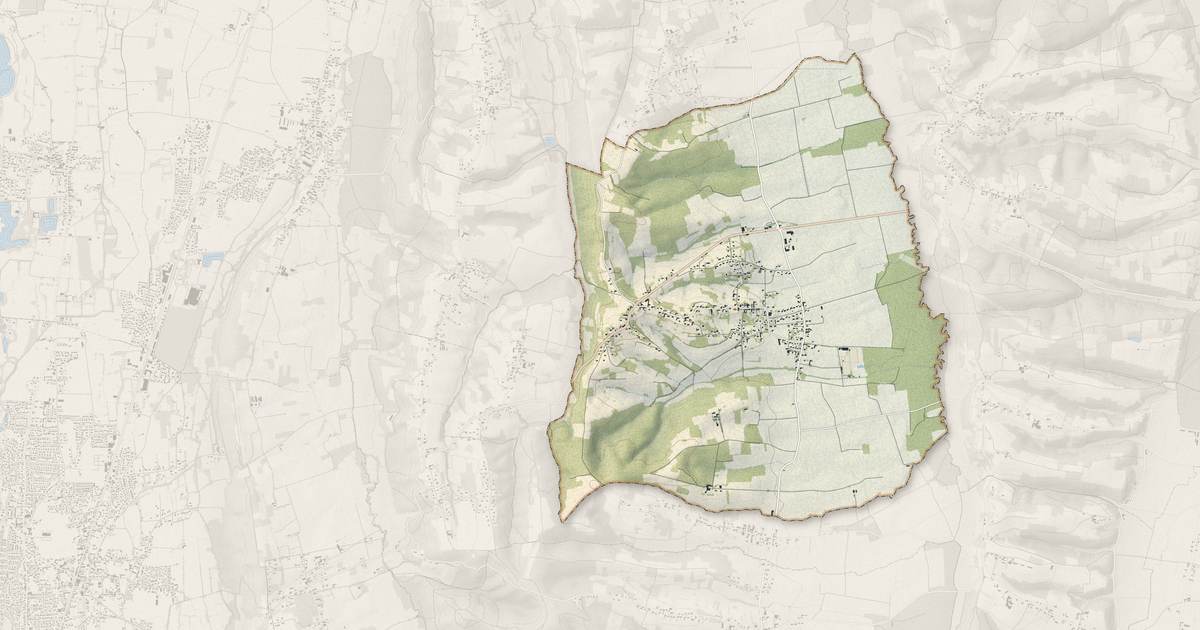 Portrait cartographique de Pouyastruc : relief, eau, forêts, bâti et voies, calculés à partir des données de l'IGN