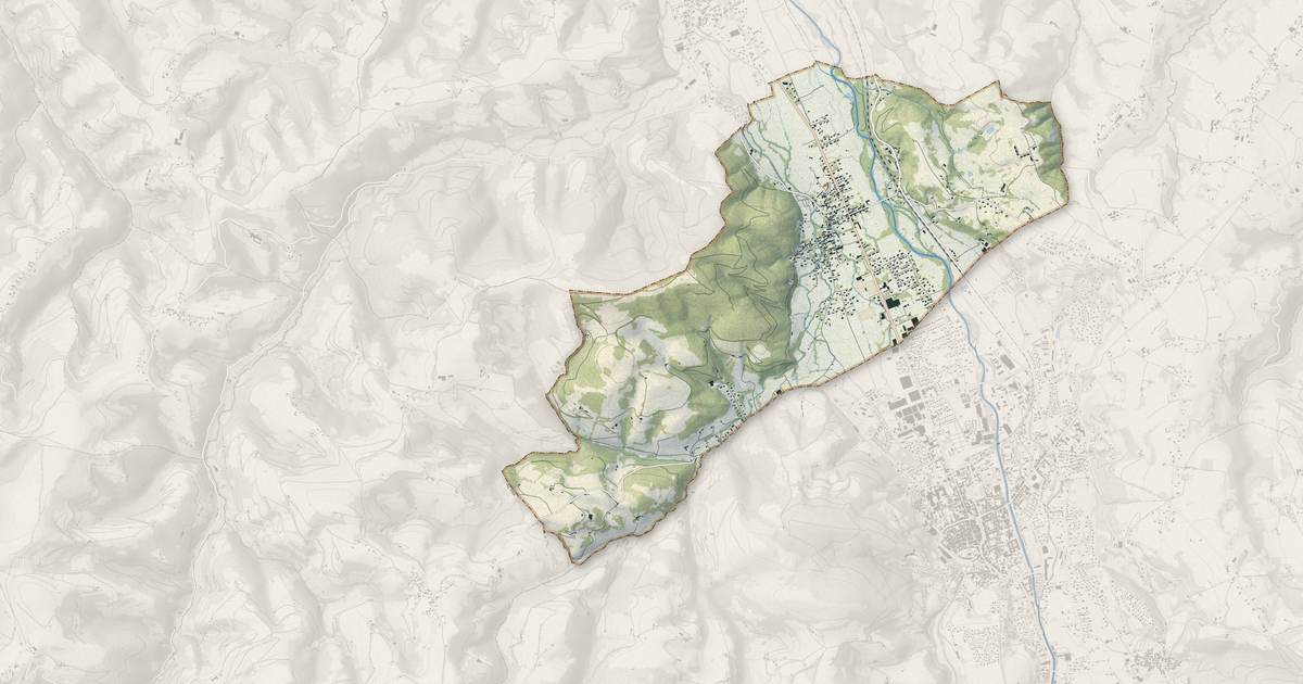 Portrait cartographique de Pouzac : relief, eau, forêts, bâti et voies, calculés à partir des données de l'IGN