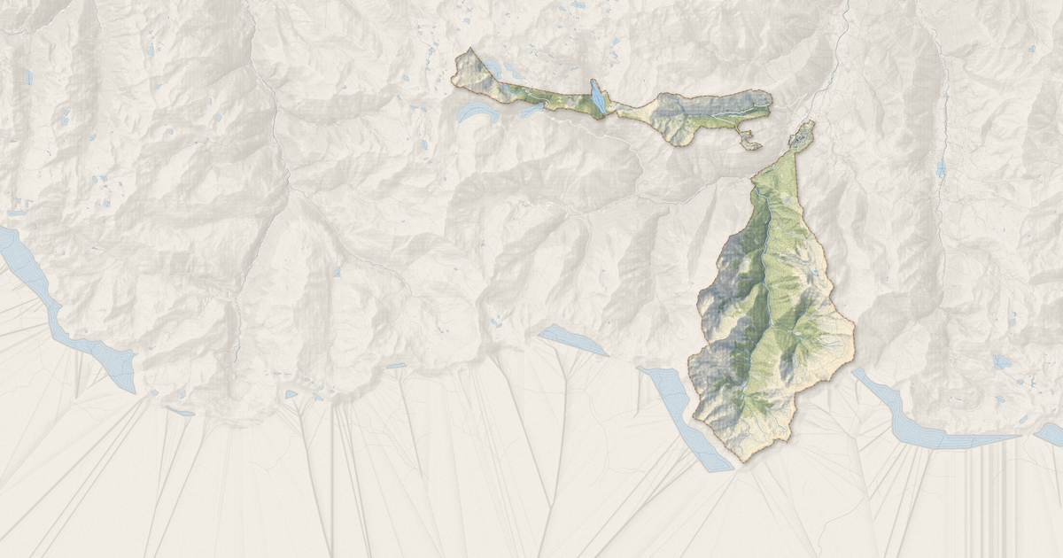 Portrait cartographique de Saint-Lary-Soulan : relief, eau, forêts, bâti et voies, calculés à partir des données de l'IGN