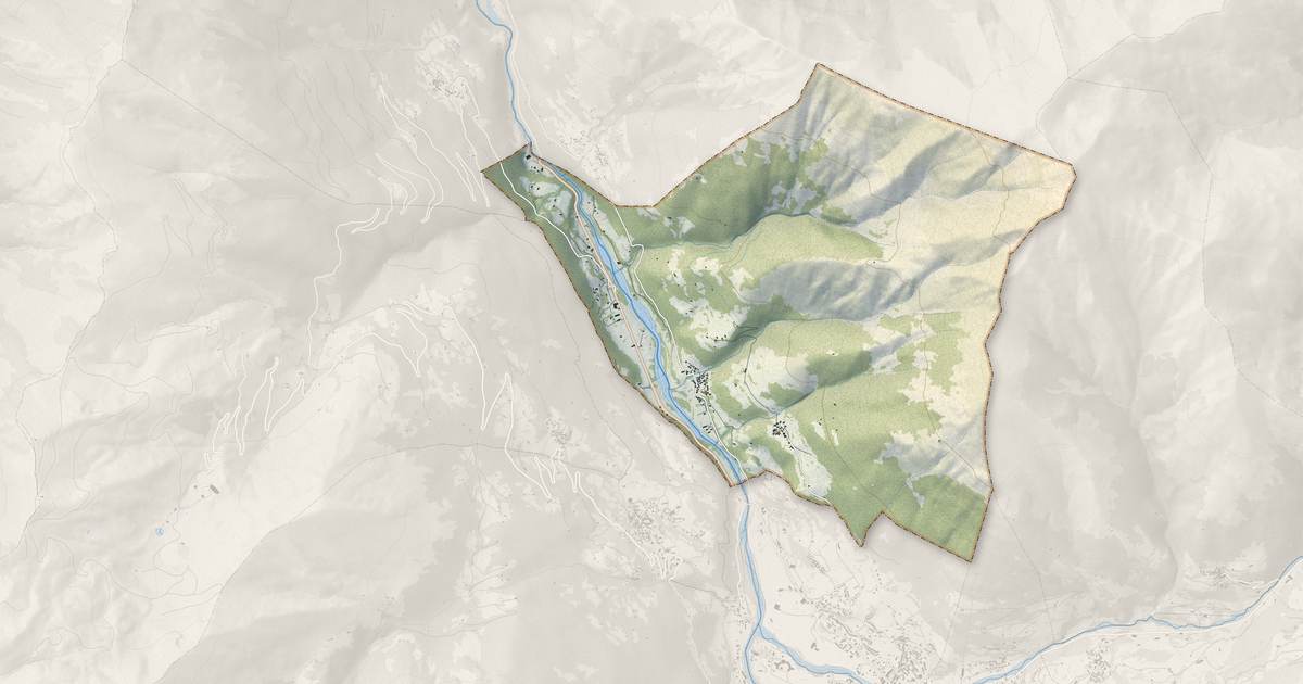 Portrait cartographique de Saligos : relief, eau, forêts, bâti et voies, calculés à partir des données de l'IGN