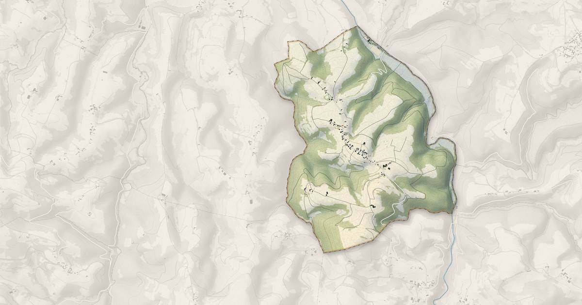 Portrait cartographique de Sarlabous : relief, eau, forêts, bâti et voies, calculés à partir des données de l'IGN