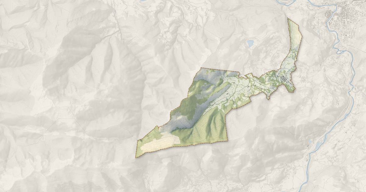Portrait cartographique de Ségus : relief, eau, forêts, bâti et voies, calculés à partir des données de l'IGN