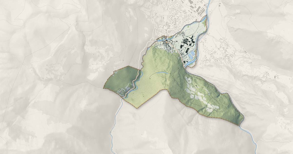 Portrait cartographique de Soulom : relief, eau, forêts, bâti et voies, calculés à partir des données de l'IGN