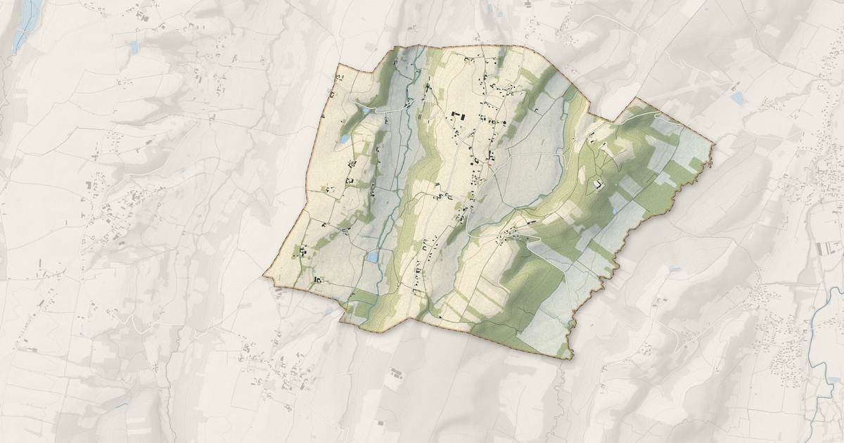 Portrait cartographique de Tarasteix : relief, eau, forêts, bâti et voies, calculés à partir des données de l'IGN