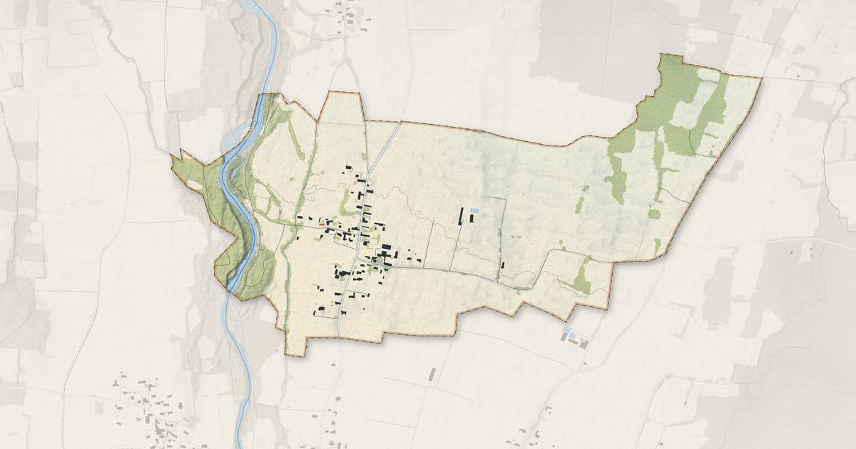 Portrait cartographique de Ugnouas : relief, eau, forêts, bâti et voies, calculés à partir des données de l'IGN