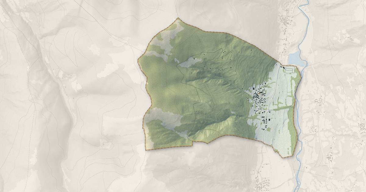 Portrait cartographique de Vielle-Louron : relief, eau, forêts, bâti et voies, calculés à partir des données de l'IGN