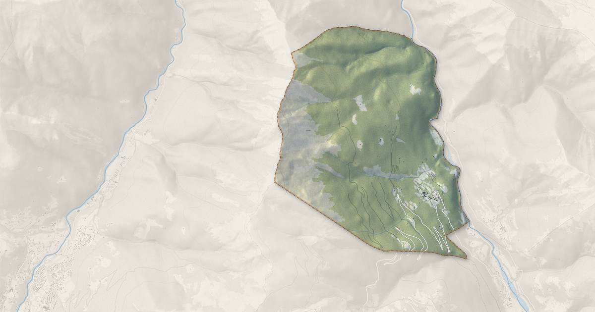 Portrait cartographique de Viscos : relief, eau, forêts, bâti et voies, calculés à partir des données de l'IGN
