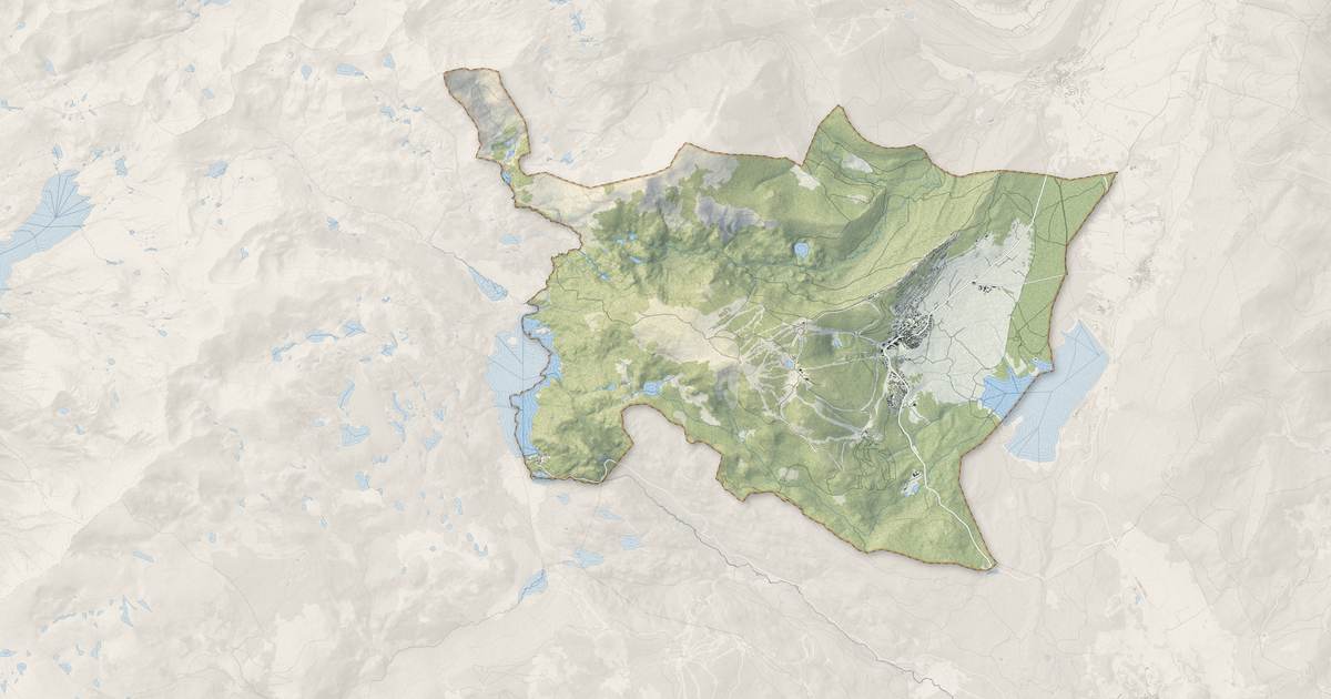 Portrait cartographique de Les Angles : relief, eau, forêts, bâti et voies, calculés à partir des données de l'IGN