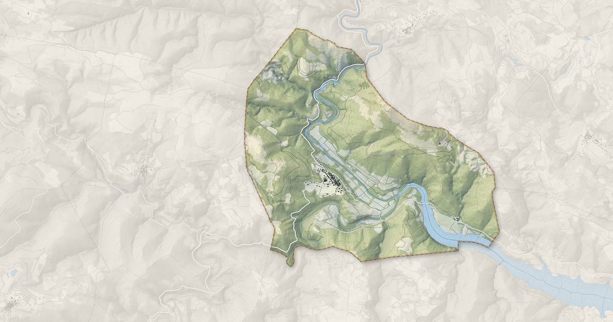 Portrait cartographique de Ansignan : relief, eau, forêts, bâti et voies, calculés à partir des données de l'IGN