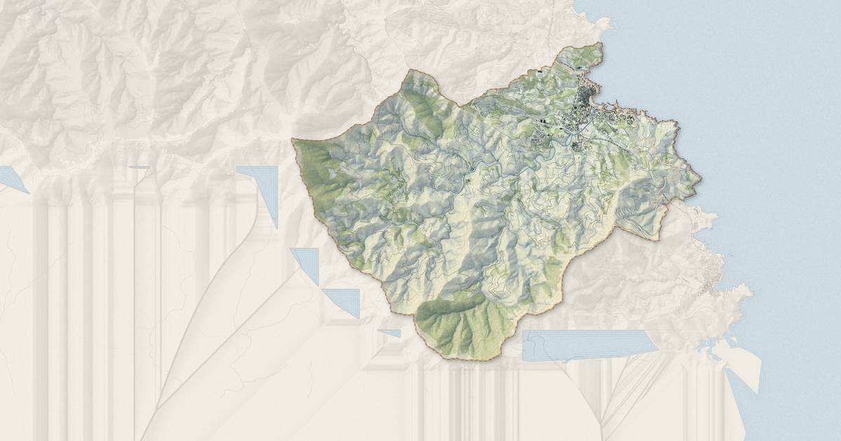 Portrait cartographique de Banyuls-sur-Mer : relief, eau, forêts, bâti et voies, calculés à partir des données de l'IGN