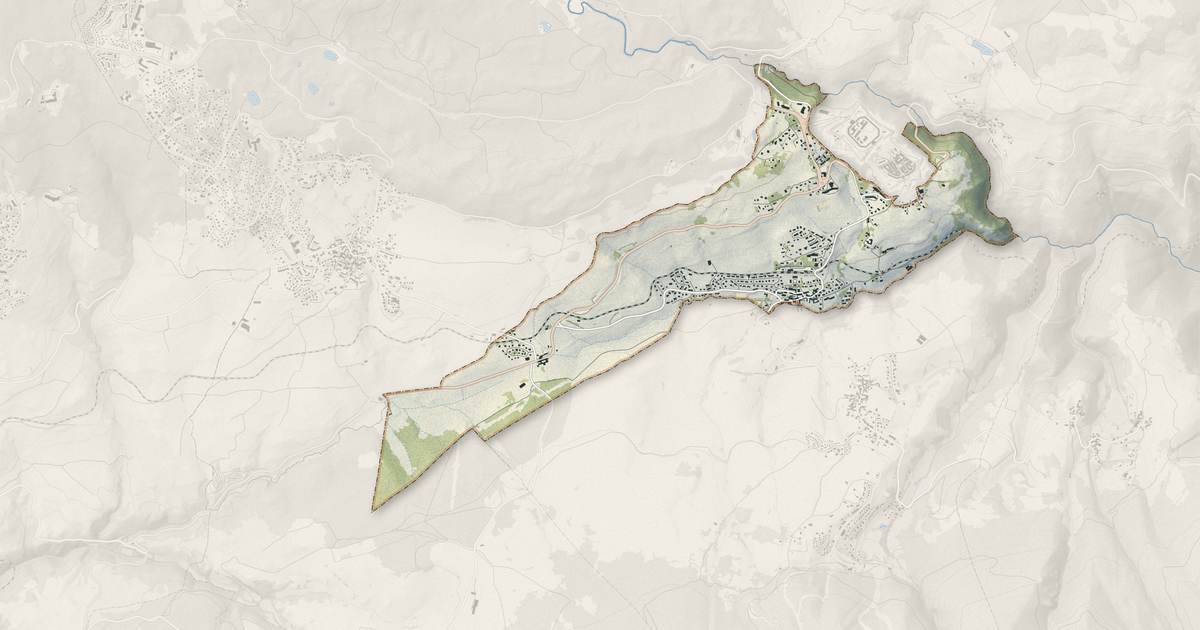 Portrait cartographique de La Cabanasse : relief, eau, forêts, bâti et voies, calculés à partir des données de l'IGN