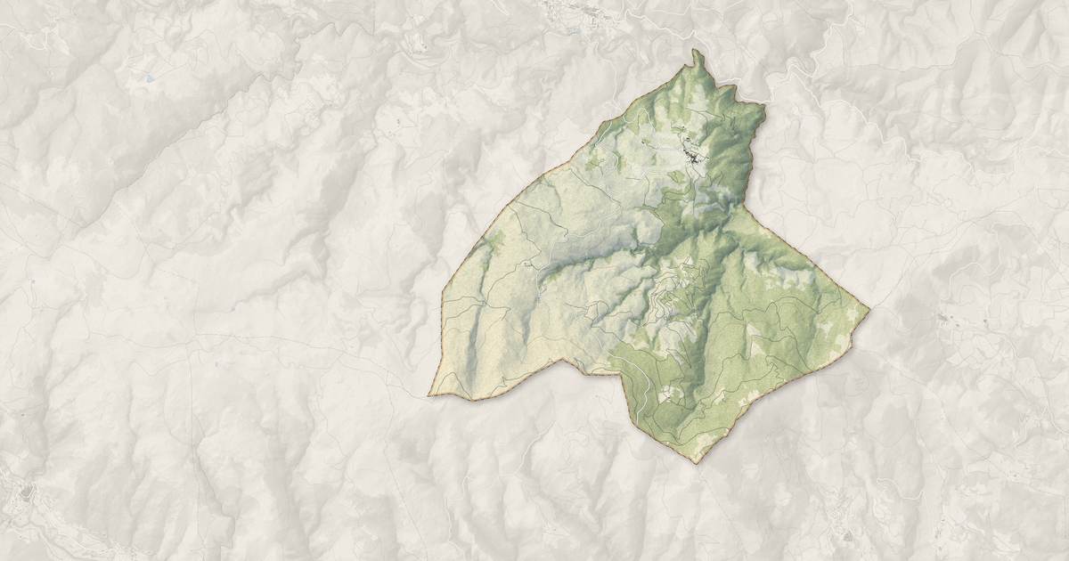 Portrait cartographique de Campoussy : relief, eau, forêts, bâti et voies, calculés à partir des données de l'IGN