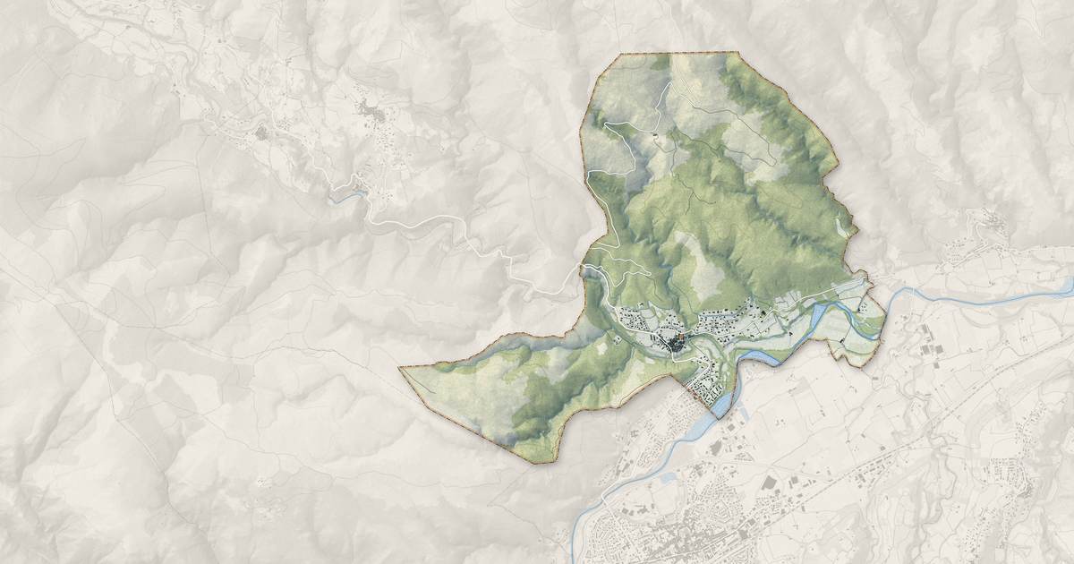 Portrait cartographique de Catllar : relief, eau, forêts, bâti et voies, calculés à partir des données de l'IGN