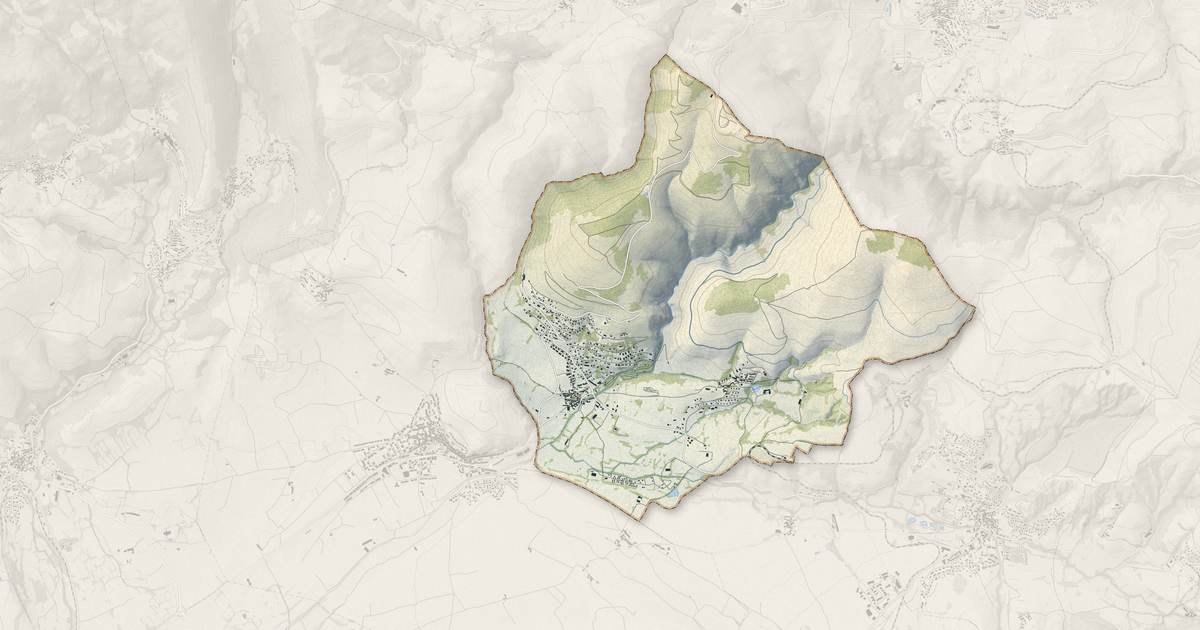 Portrait cartographique de Estavar : relief, eau, forêts, bâti et voies, calculés à partir des données de l'IGN