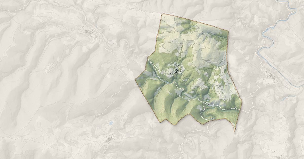 Portrait cartographique de Feilluns : relief, eau, forêts, bâti et voies, calculés à partir des données de l'IGN