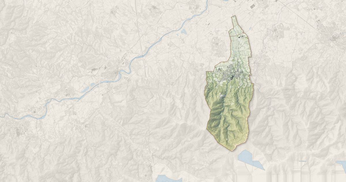 Portrait cartographique de Laroque-des-Albères : relief, eau, forêts, bâti et voies, calculés à partir des données de l'IGN