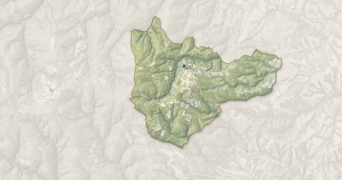 Portrait cartographique de Llauro : relief, eau, forêts, bâti et voies, calculés à partir des données de l'IGN