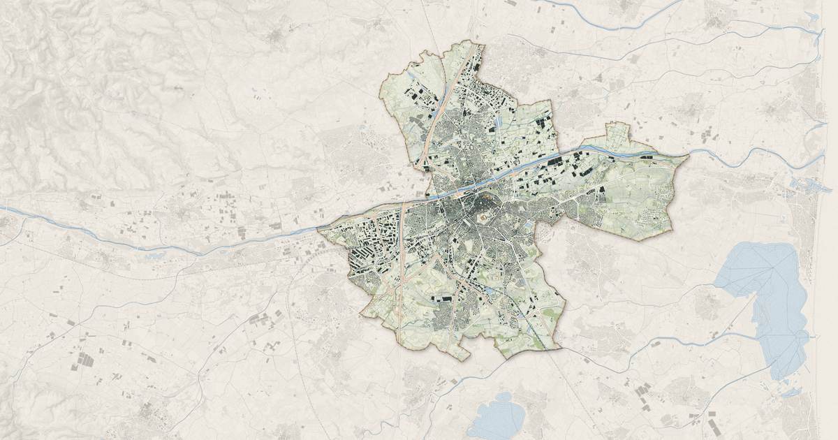 Portrait cartographique de Perpignan : relief, eau, forêts, bâti et voies, calculés à partir des données de l'IGN