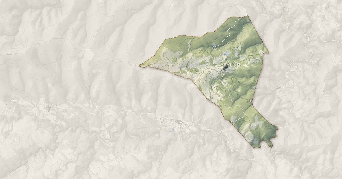 Portrait cartographique de Prats-de-Sournia : relief, eau, forêts, bâti et voies, calculés à partir des données de l'IGN