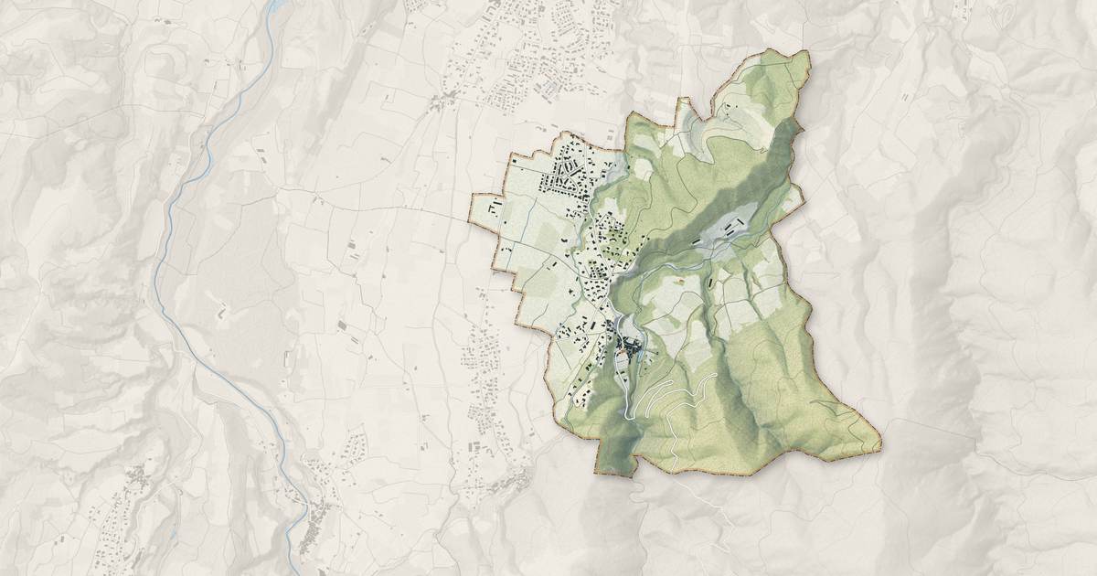 Portrait cartographique de Rigarda : relief, eau, forêts, bâti et voies, calculés à partir des données de l'IGN