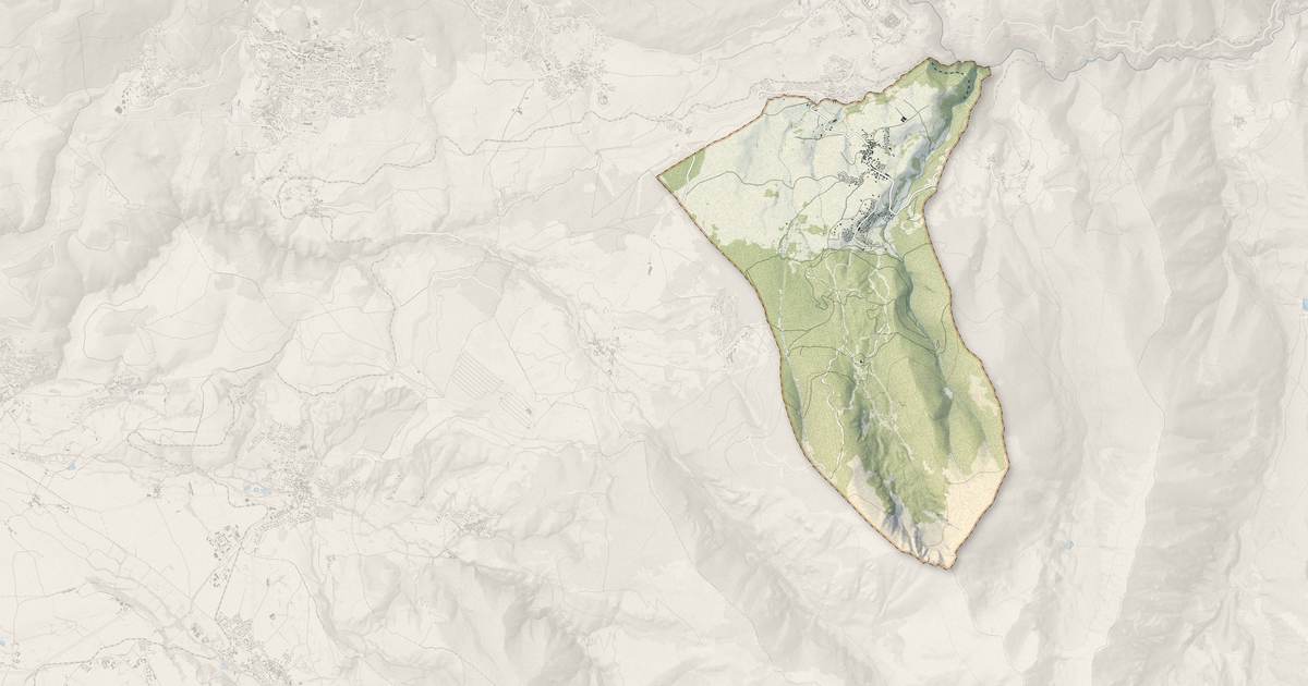 Portrait cartographique de Saint-Pierre-dels-Forcats : relief, eau, forêts, bâti et voies, calculés à partir des données de l'IGN