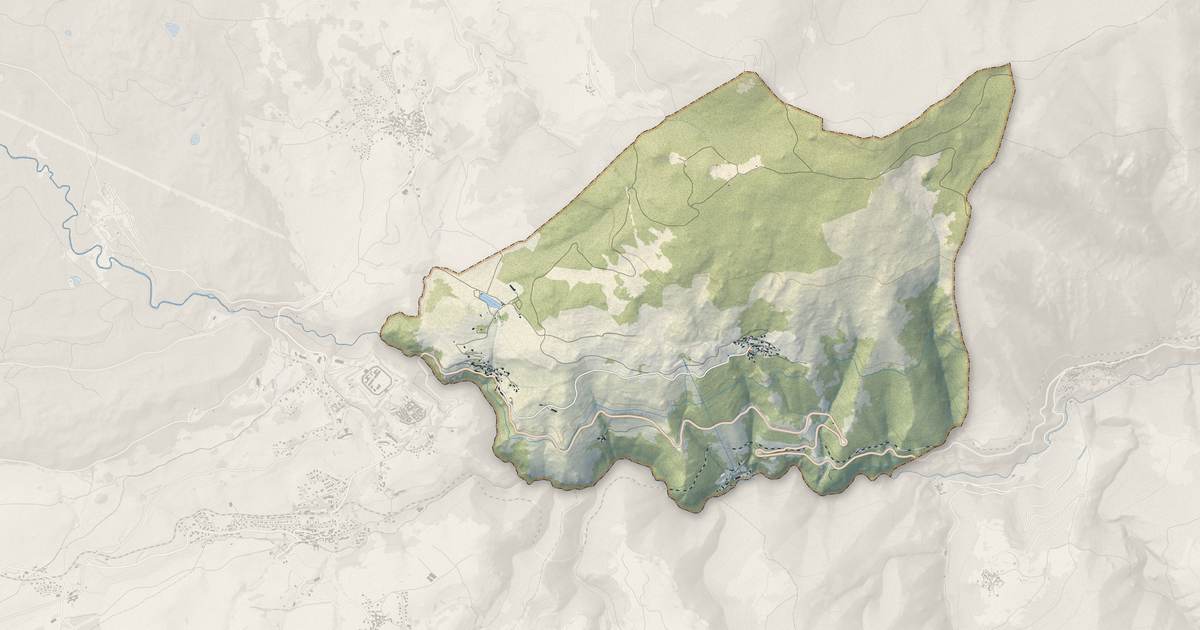 Portrait cartographique de Sauto : relief, eau, forêts, bâti et voies, calculés à partir des données de l'IGN