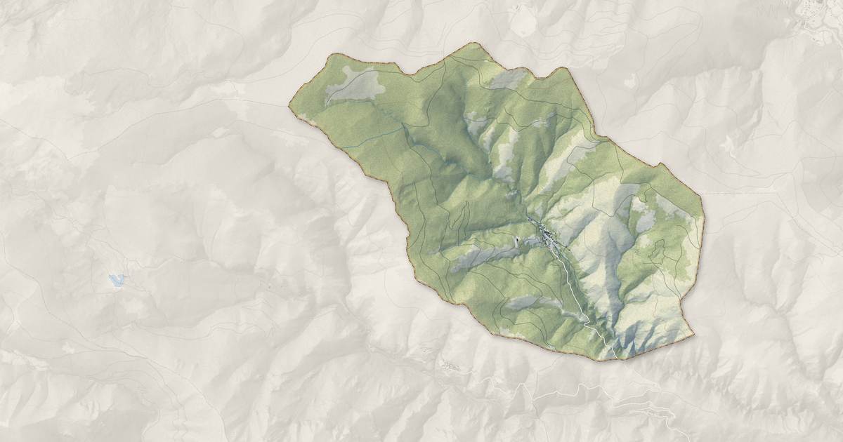 Portrait cartographique de Urbanya : relief, eau, forêts, bâti et voies, calculés à partir des données de l'IGN