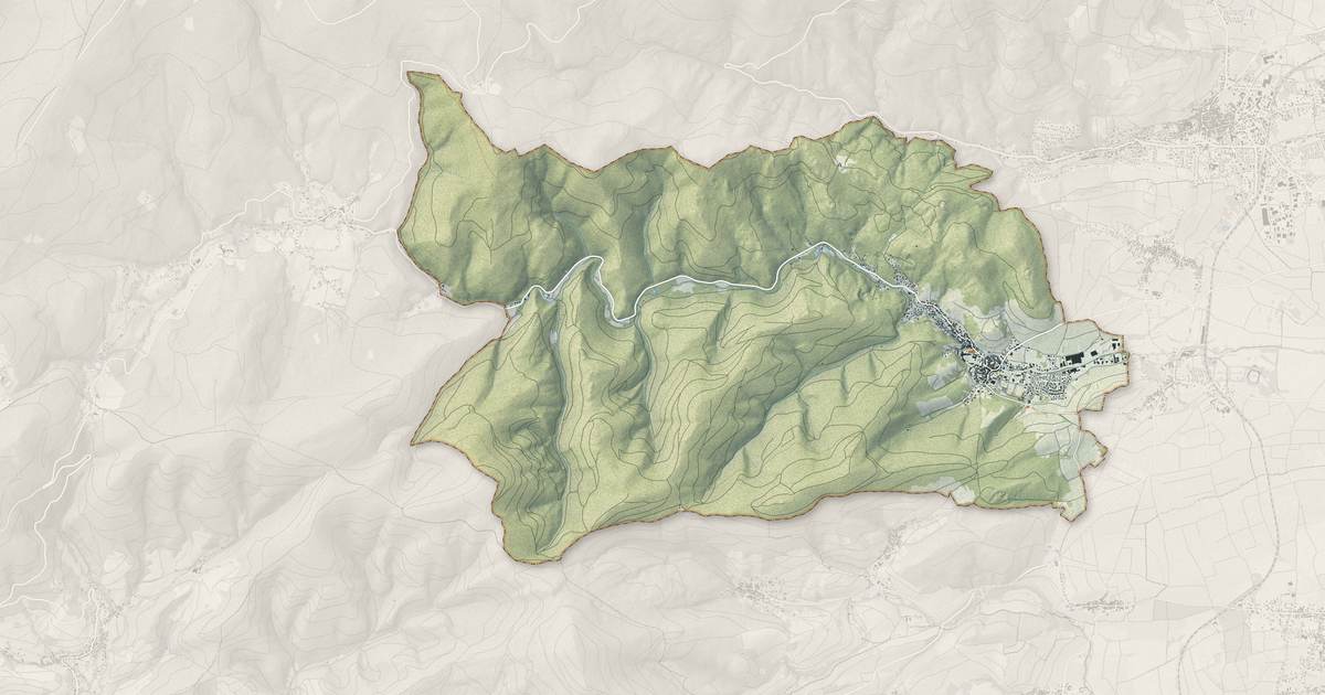 Portrait cartographique de Andlau : relief, eau, forêts, bâti et voies, calculés à partir des données de l'IGN