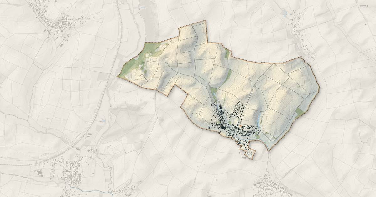 Portrait cartographique de Aschbach : relief, eau, forêts, bâti et voies, calculés à partir des données de l'IGN