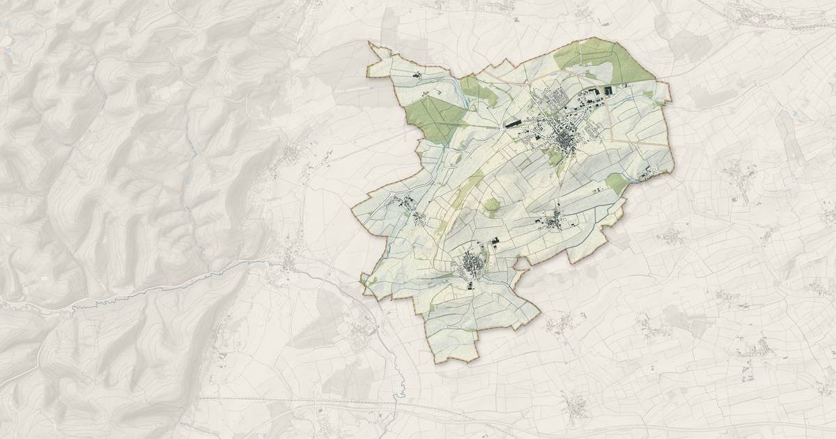 Portrait cartographique de Bouxwiller : relief, eau, forêts, bâti et voies, calculés à partir des données de l'IGN