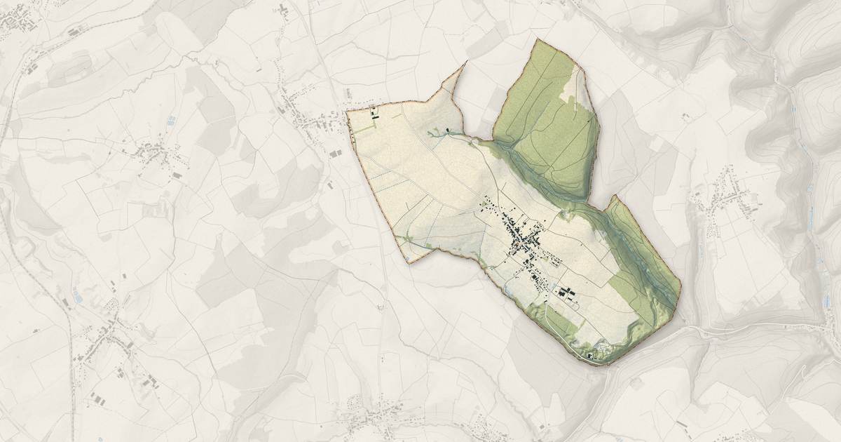 Portrait cartographique de Bust : relief, eau, forêts, bâti et voies, calculés à partir des données de l'IGN