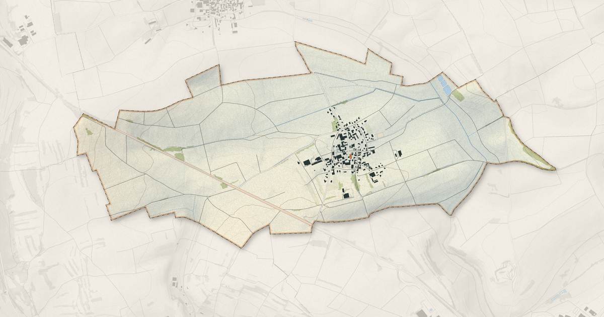 Portrait cartographique de Crastatt : relief, eau, forêts, bâti et voies, calculés à partir des données de l'IGN