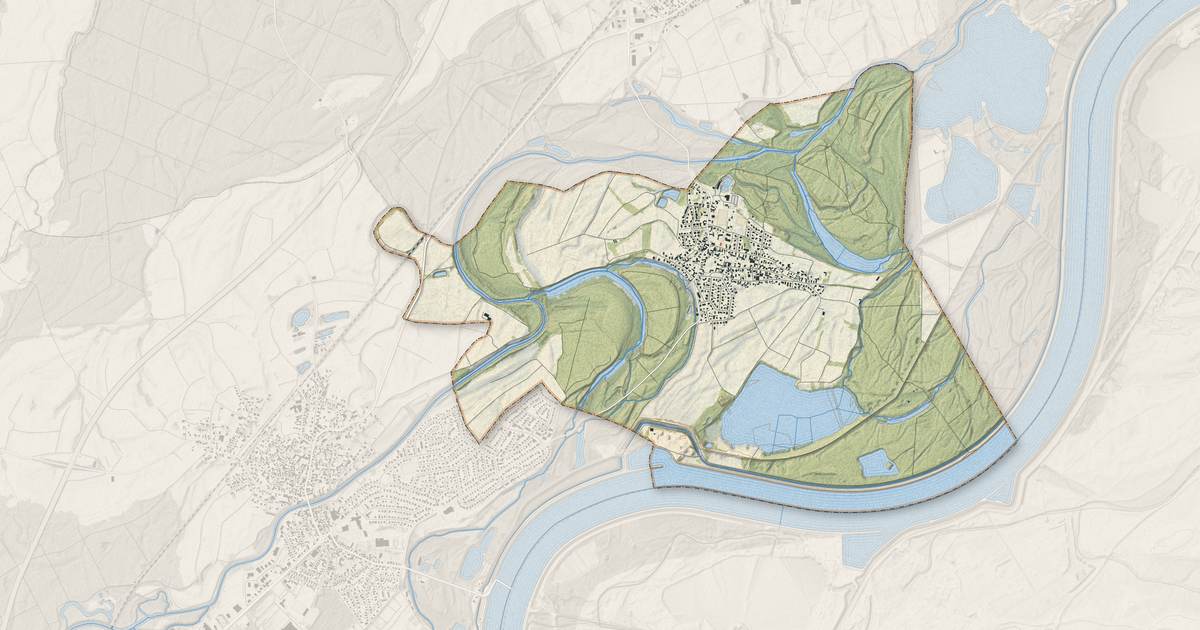 Portrait cartographique de Dalhunden : relief, eau, forêts, bâti et voies, calculés à partir des données de l'IGN