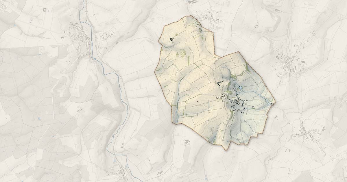 Portrait cartographique de Dehlingen : relief, eau, forêts, bâti et voies, calculés à partir des données de l'IGN