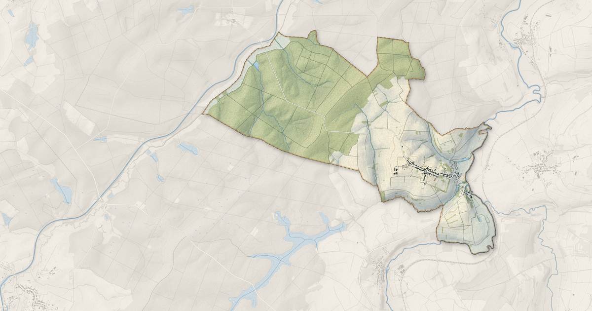 Portrait cartographique de Diedendorf : relief, eau, forêts, bâti et voies, calculés à partir des données de l'IGN
