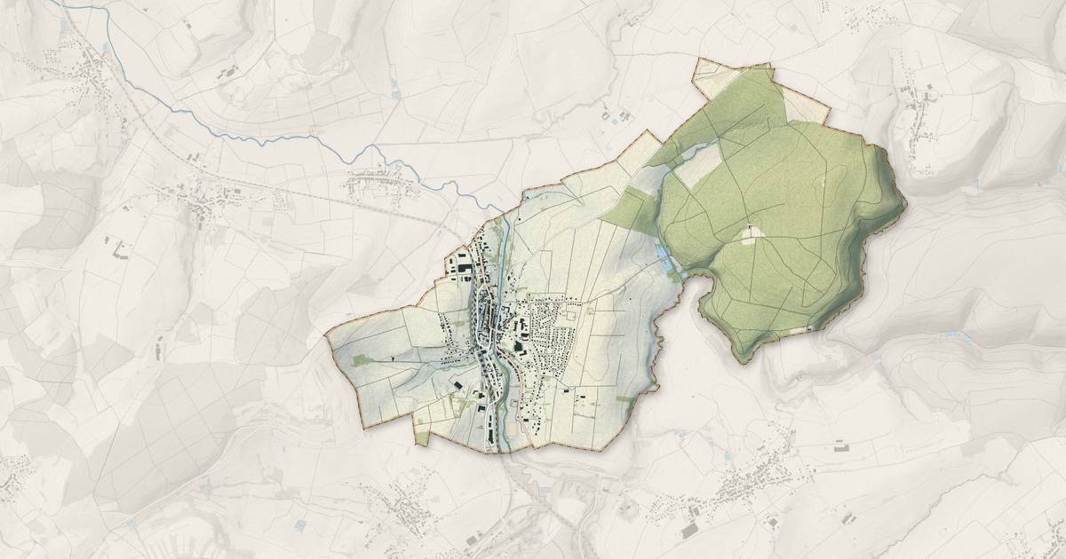 Portrait cartographique de Diemeringen : relief, eau, forêts, bâti et voies, calculés à partir des données de l'IGN