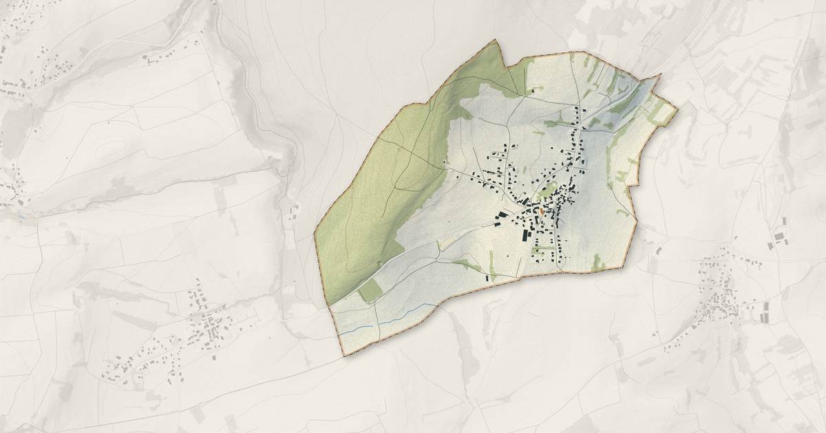 Portrait cartographique de Dimbsthal : relief, eau, forêts, bâti et voies, calculés à partir des données de l'IGN