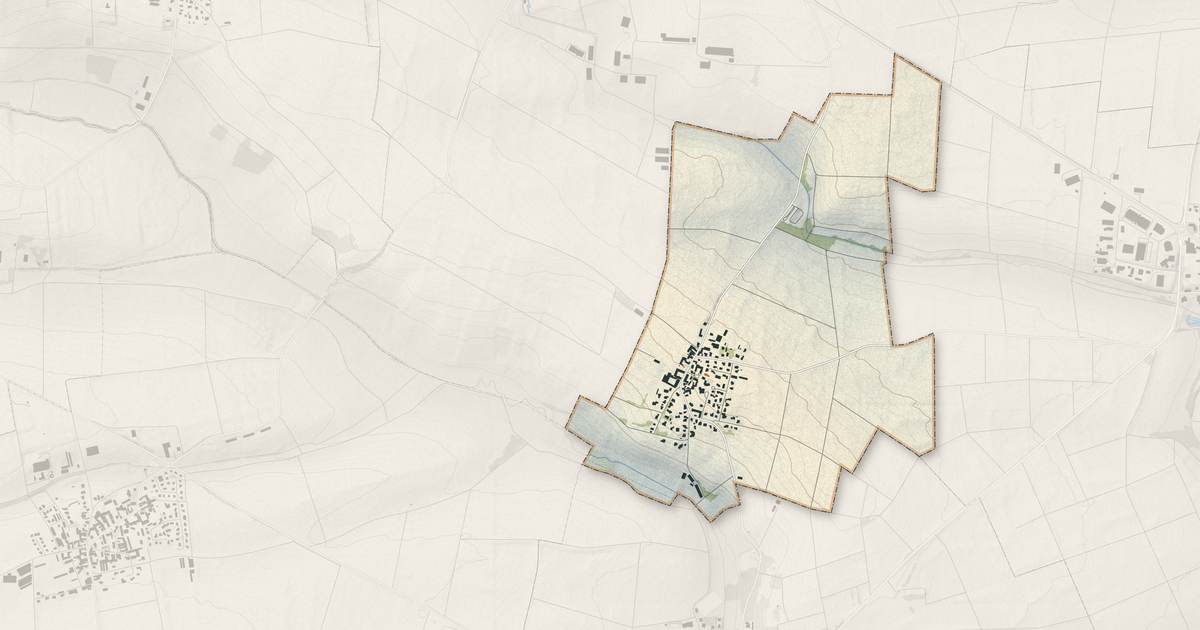 Portrait cartographique de Dossenheim-Kochersberg : relief, eau, forêts, bâti et voies, calculés à partir des données de l'IGN