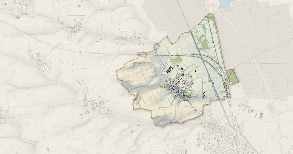 Portrait cartographique de Eckwersheim : relief, eau, forêts, bâti et voies, calculés à partir des données de l'IGN