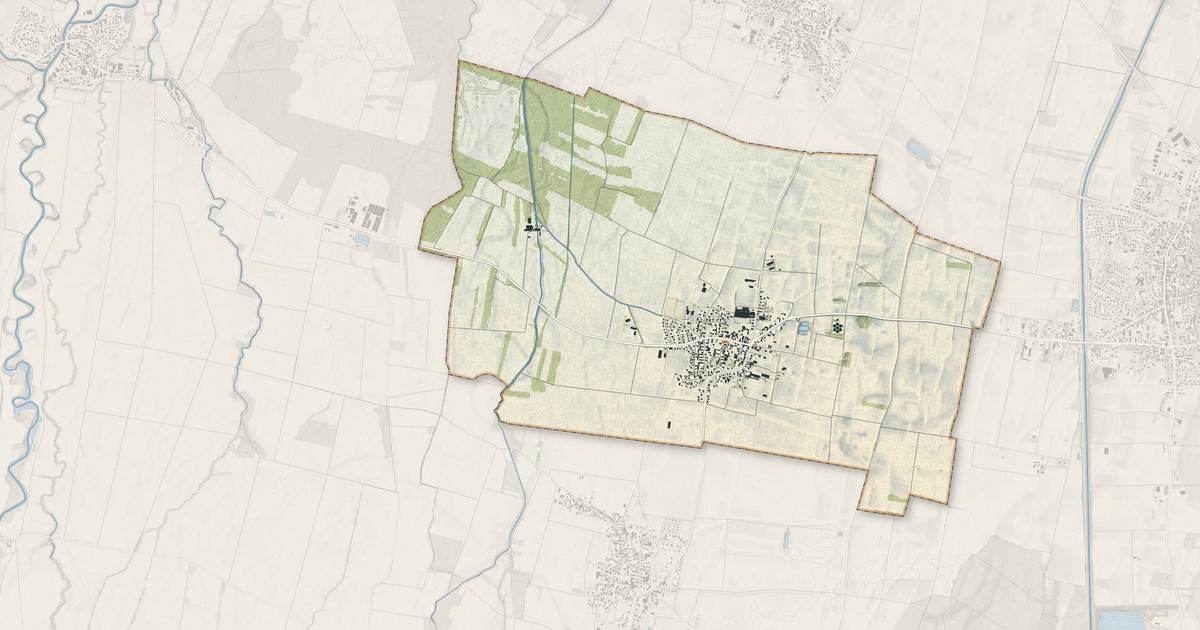 Portrait cartographique de Elsenheim : relief, eau, forêts, bâti et voies, calculés à partir des données de l'IGN