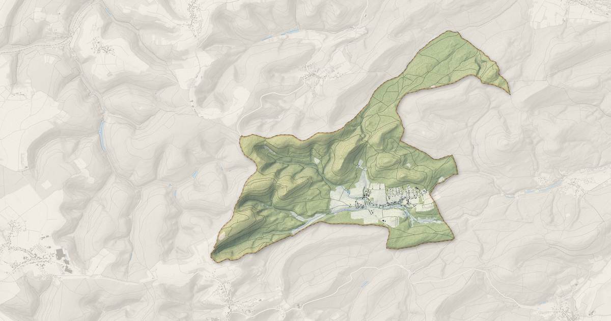 Portrait cartographique de Erckartswiller : relief, eau, forêts, bâti et voies, calculés à partir des données de l'IGN
