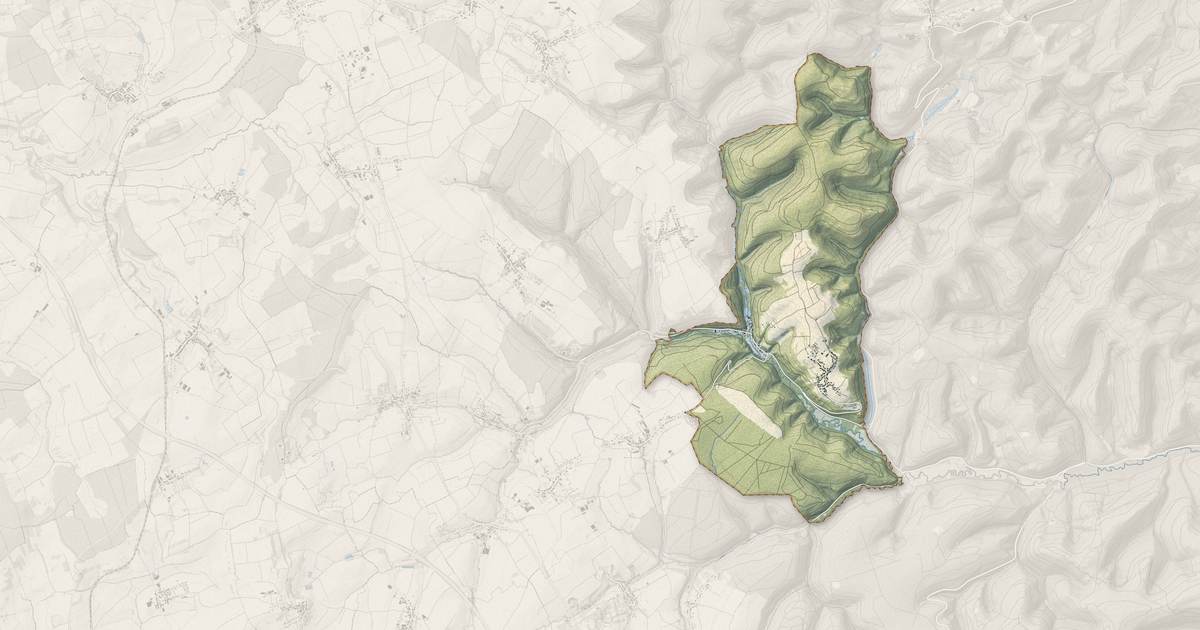 Portrait cartographique de Eschbourg : relief, eau, forêts, bâti et voies, calculés à partir des données de l'IGN