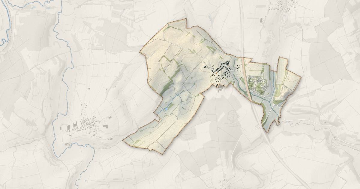 Portrait cartographique de Eschwiller : relief, eau, forêts, bâti et voies, calculés à partir des données de l'IGN