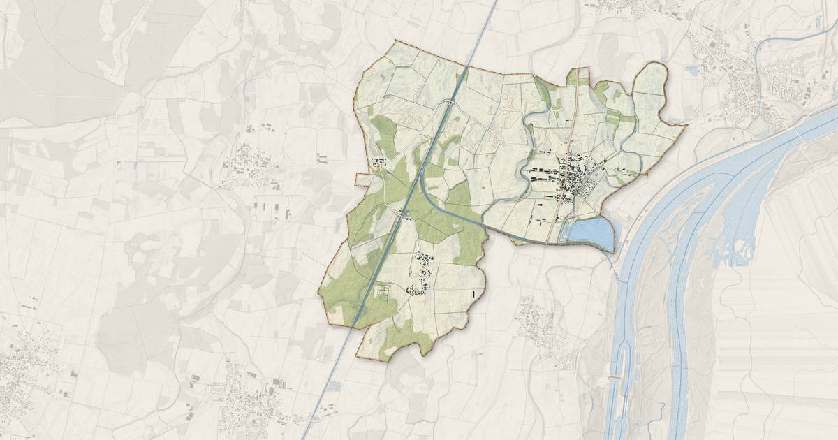 Portrait cartographique de Friesenheim : relief, eau, forêts, bâti et voies, calculés à partir des données de l'IGN