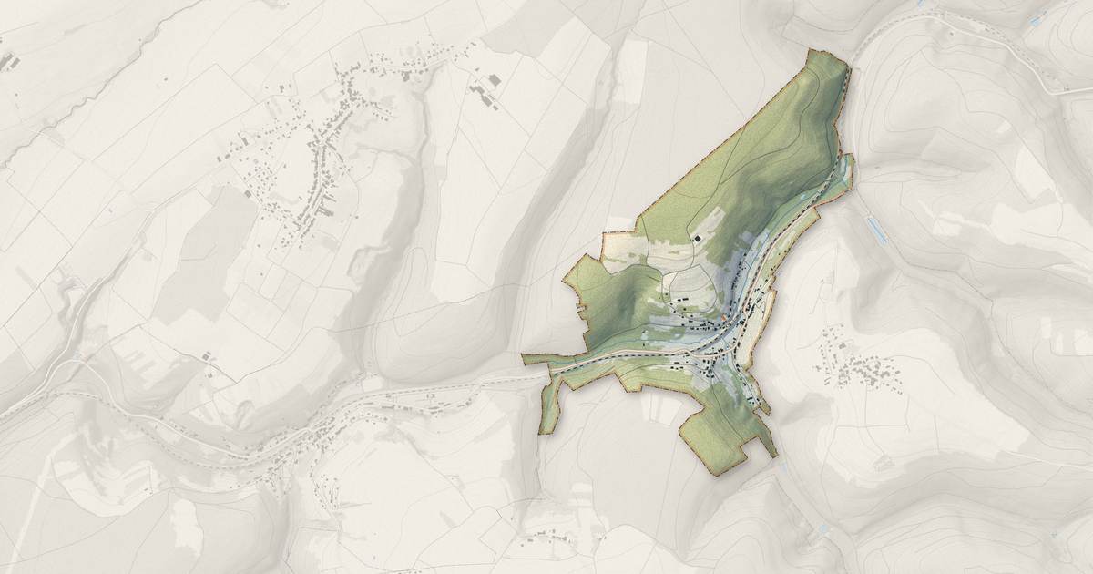 Portrait cartographique de Frohmuhl : relief, eau, forêts, bâti et voies, calculés à partir des données de l'IGN