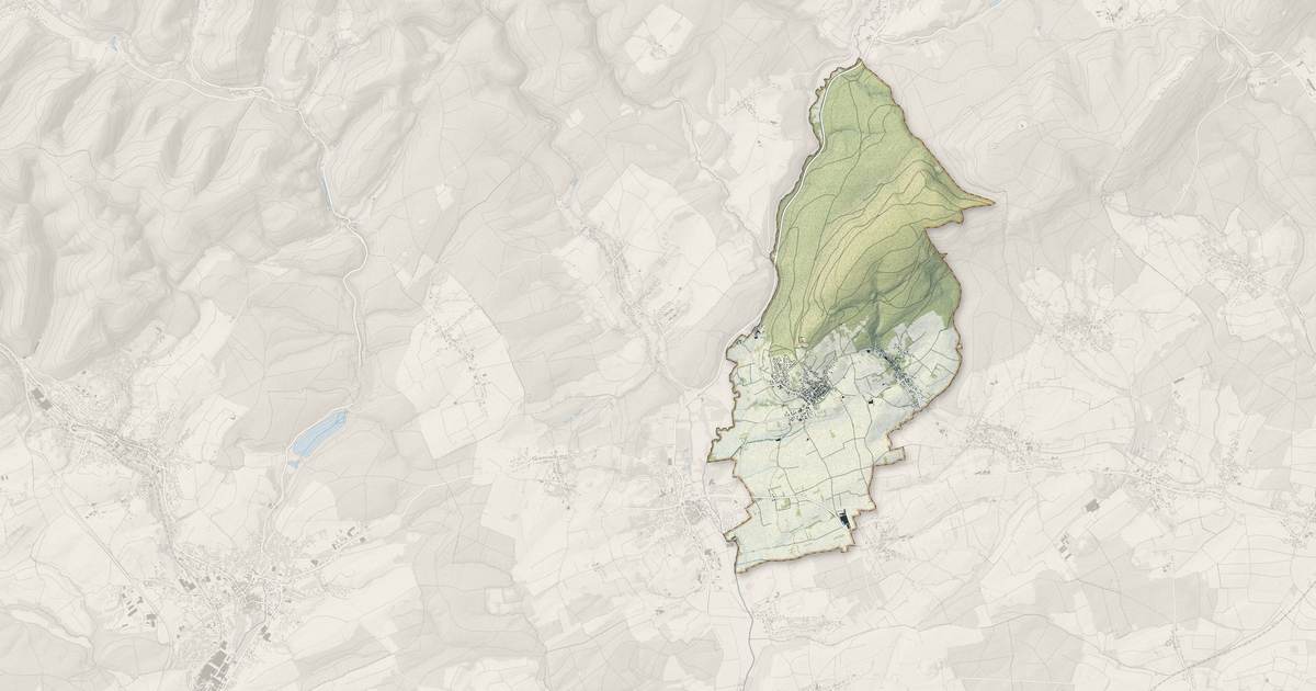 Portrait cartographique de Gœrsdorf : relief, eau, forêts, bâti et voies, calculés à partir des données de l'IGN